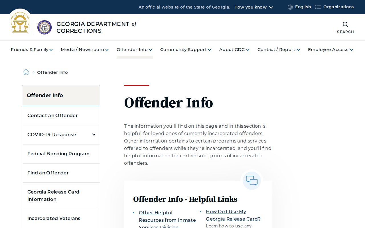 Georgia Department of Corrections offender information for Atkinson County custody checks