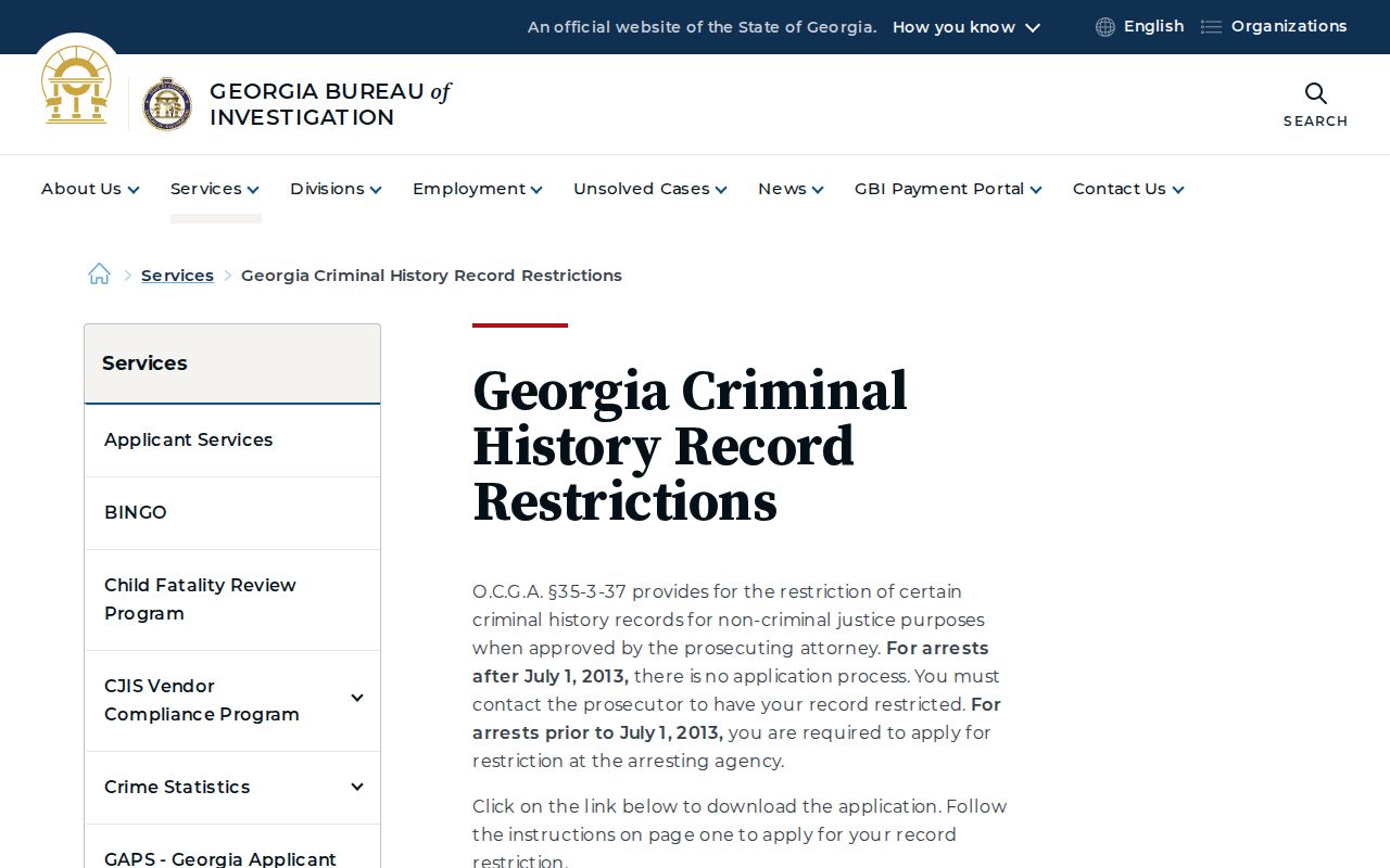Georgia record restriction guidance distinguished from Atkinson County sex offender registry release