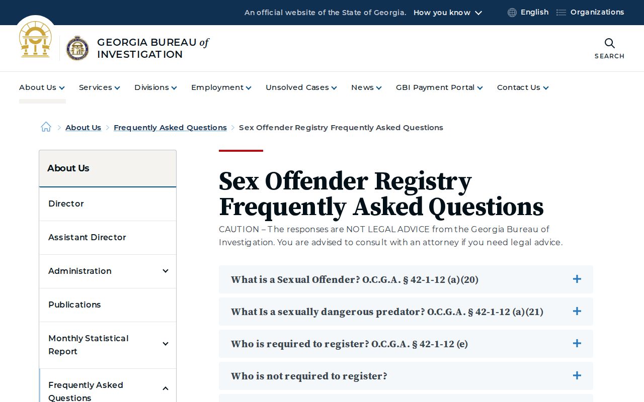 Atkinson County sex offender lookup guidance in the GBI registry FAQ